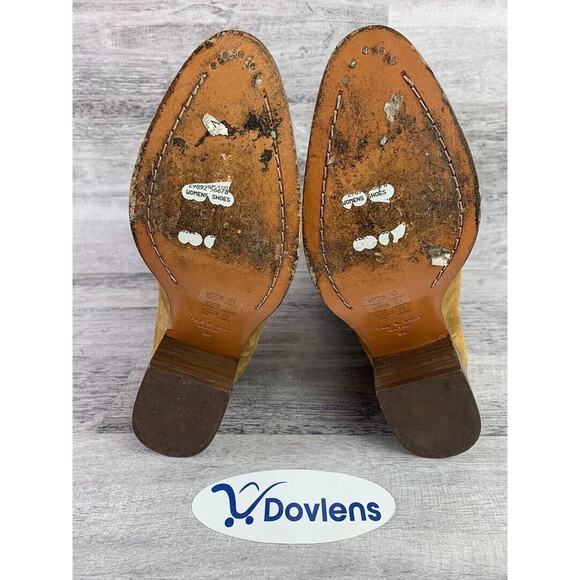 Rag & Bone Womens Suede Ankle Boots Size 5.5 Cognac Color With Buckle - Picture 5 of 5